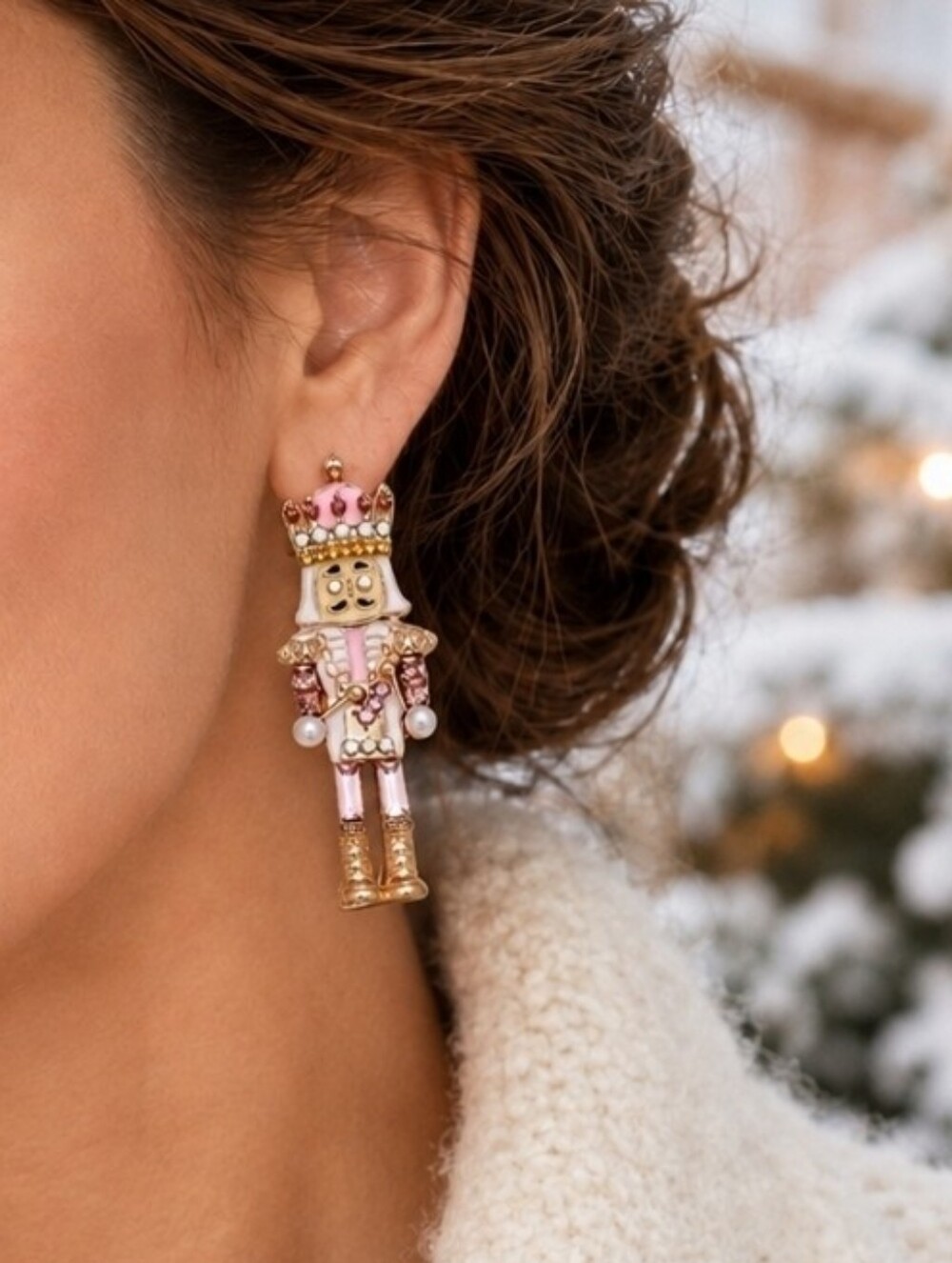 BETSEY JOHNSON NUTCRACKER HOLIDAY EARRINGS - Picture 2 of 3